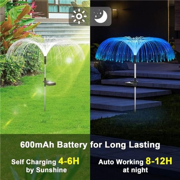 Solar Flower Lights Outdoor Garden Decorations Waterproof,7 Color Changing Decor - Picture 6 of 7